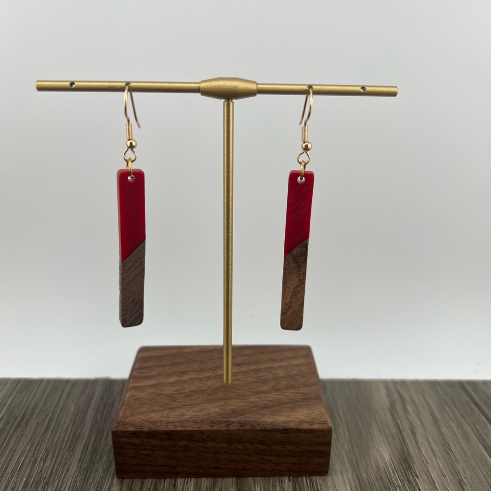 Elegant Red and Brown Dangle Earrings